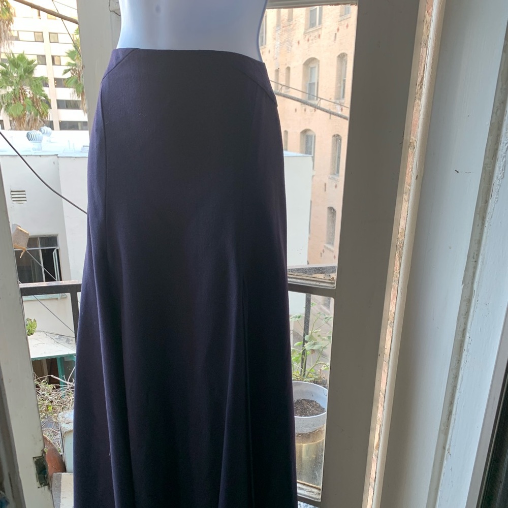 Barney’s NY Navy Wool Polyamide Blend Skirt W/ Kick Slits SM Made In Ita…